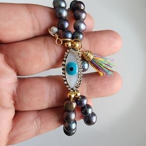 Mystic Black Pearl Evil Eye Necklace